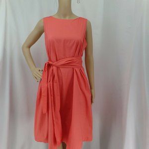 NWT ANN TAYLOR CORAL SLEEVELESS A LINE FIT AND FLARE 100% COTTON DRESS SIZE: LP